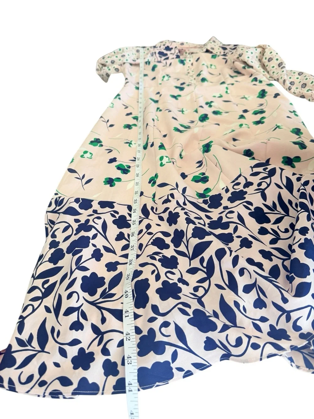 Boden Sybil Long Sleeve Floral Midi Dress Pink Green Button Collared Size‎ 8